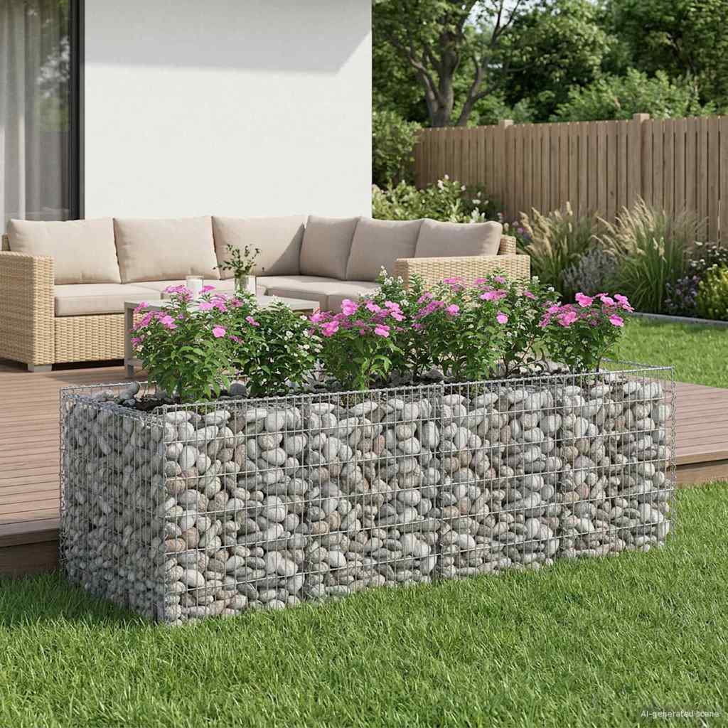 Ανασηκωμένο κρεβάτι gabion 2 pcs Ασημί - Pakobazaar