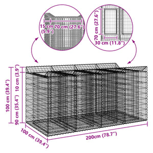 Ανασηκωμένο κρεβάτι gabion 2 pcs Ασημί - Pakobazaar