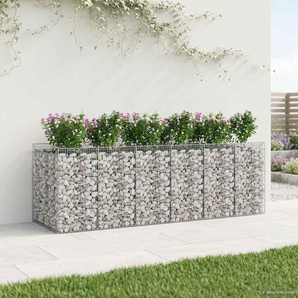 Ανασηκωμένο κρεβάτι gabion 3 pcs Ασημί - Pakobazaar