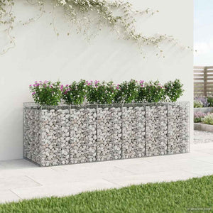 Ανασηκωμένο κρεβάτι gabion 3 pcs Ασημί - Pakobazaar