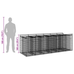 Ανασηκωμένο κρεβάτι gabion 3 pcs Ασημί - Pakobazaar