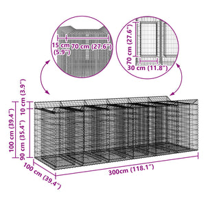 Ανασηκωμένο κρεβάτι gabion 3 pcs Ασημί - Pakobazaar