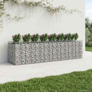 Ανασηκωμένο κρεβάτι gabion 4 pcs Ασημί - Pakobazaar
