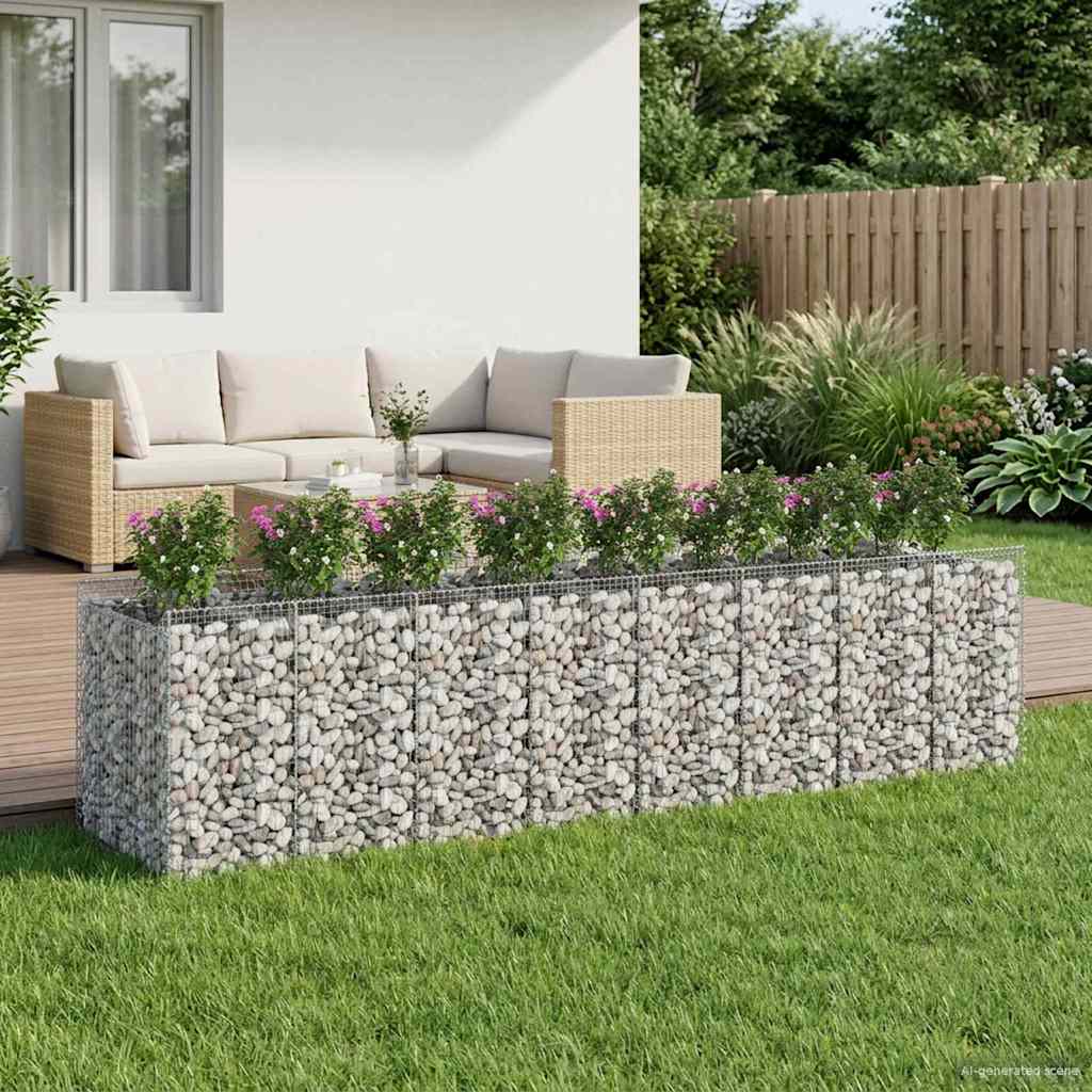 Ανασηκωμένο κρεβάτι gabion 4 pcs Ασημί - Pakobazaar