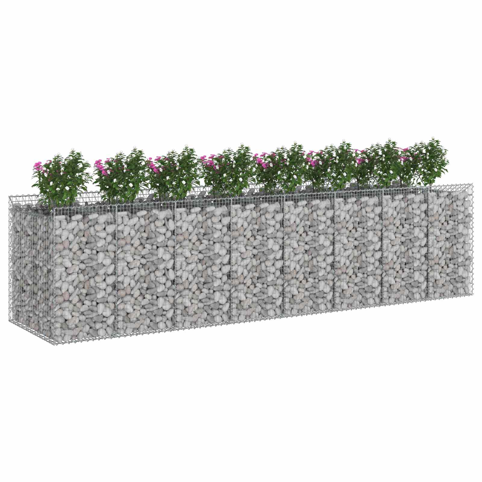 Ανασηκωμένο κρεβάτι gabion 4 pcs Ασημί - Pakobazaar