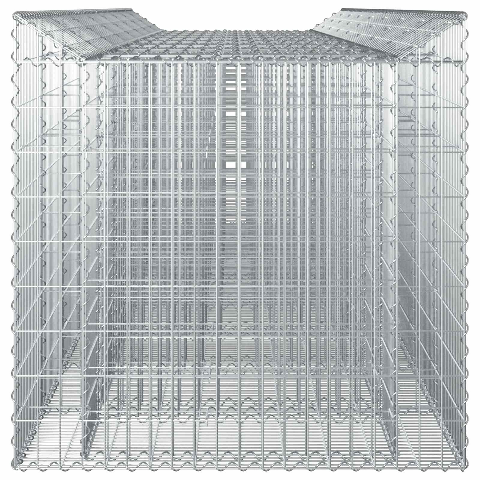 Ανασηκωμένο κρεβάτι gabion 4 pcs Ασημί - Pakobazaar