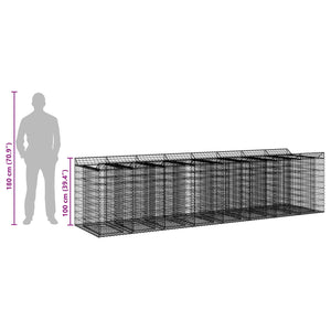 Ανασηκωμένο κρεβάτι gabion 4 pcs Ασημί - Pakobazaar