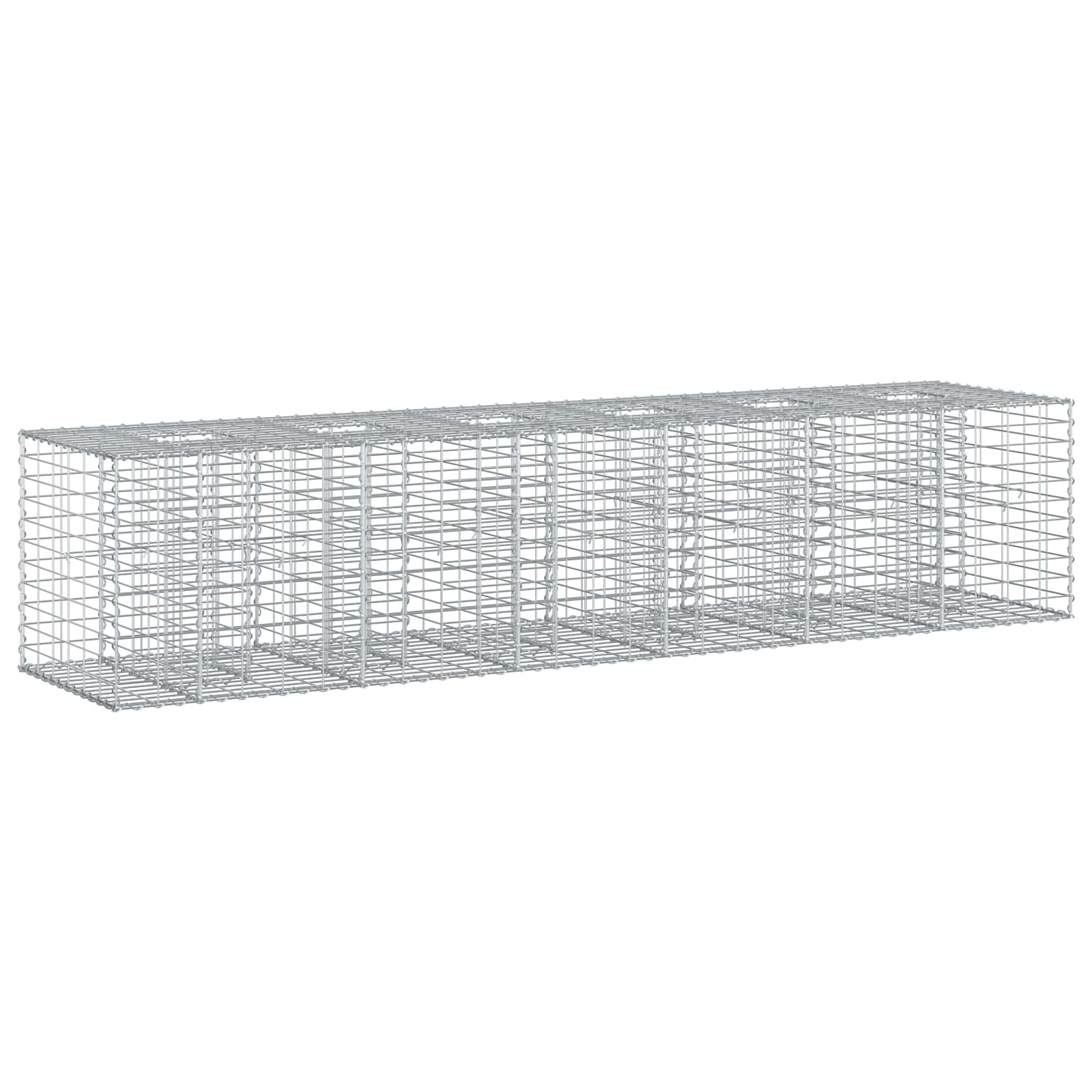 Ανασηκωμένο κρεβάτι gabion 2 pcs Ασημί 260 x 60 x 55 εκ - Pakobazaar