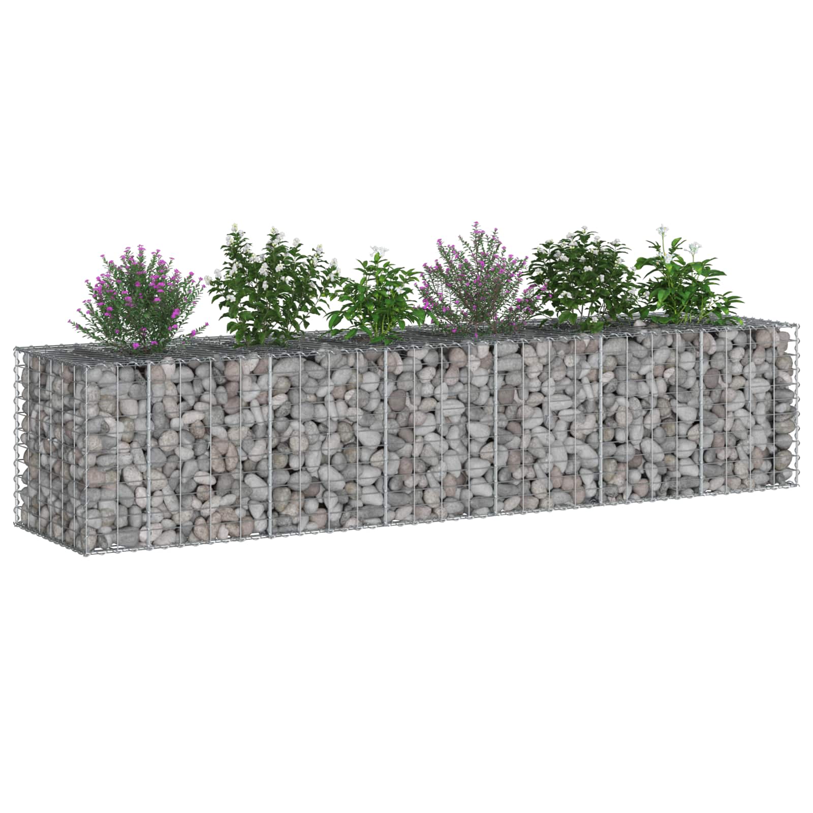 Ανασηκωμένο κρεβάτι gabion 2 pcs Ασημί 260 x 60 x 55 εκ - Pakobazaar