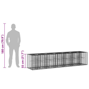 Ανασηκωμένο κρεβάτι gabion 2 pcs Ασημί 260 x 60 x 55 εκ - Pakobazaar