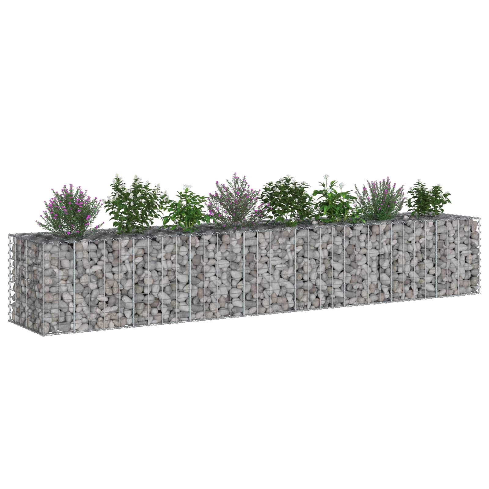 Ανασηκωμένο κρεβάτι gabion 2 pcs Ασημί 340 x 60 x 55 εκ - Pakobazaar