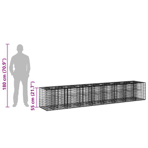 Ανασηκωμένο κρεβάτι gabion 2 pcs Ασημί 340 x 60 x 55 εκ - Pakobazaar
