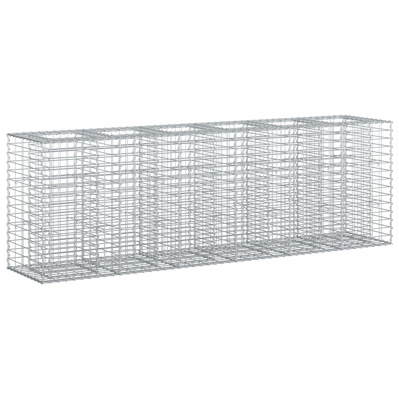 Ανασηκωμένο κρεβάτι gabion 2 pcs Ασημί 250 x 50 x 80 εκ - Pakobazaar