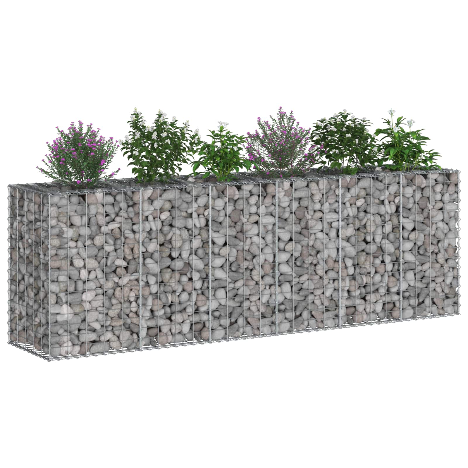 Ανασηκωμένο κρεβάτι gabion 2 pcs Ασημί 250 x 50 x 80 εκ - Pakobazaar