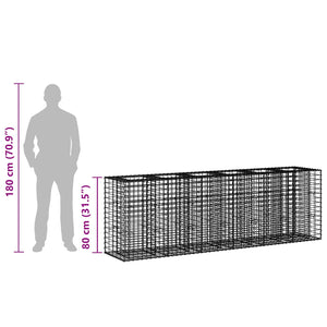 Ανασηκωμένο κρεβάτι gabion 2 pcs Ασημί 250 x 50 x 80 εκ - Pakobazaar