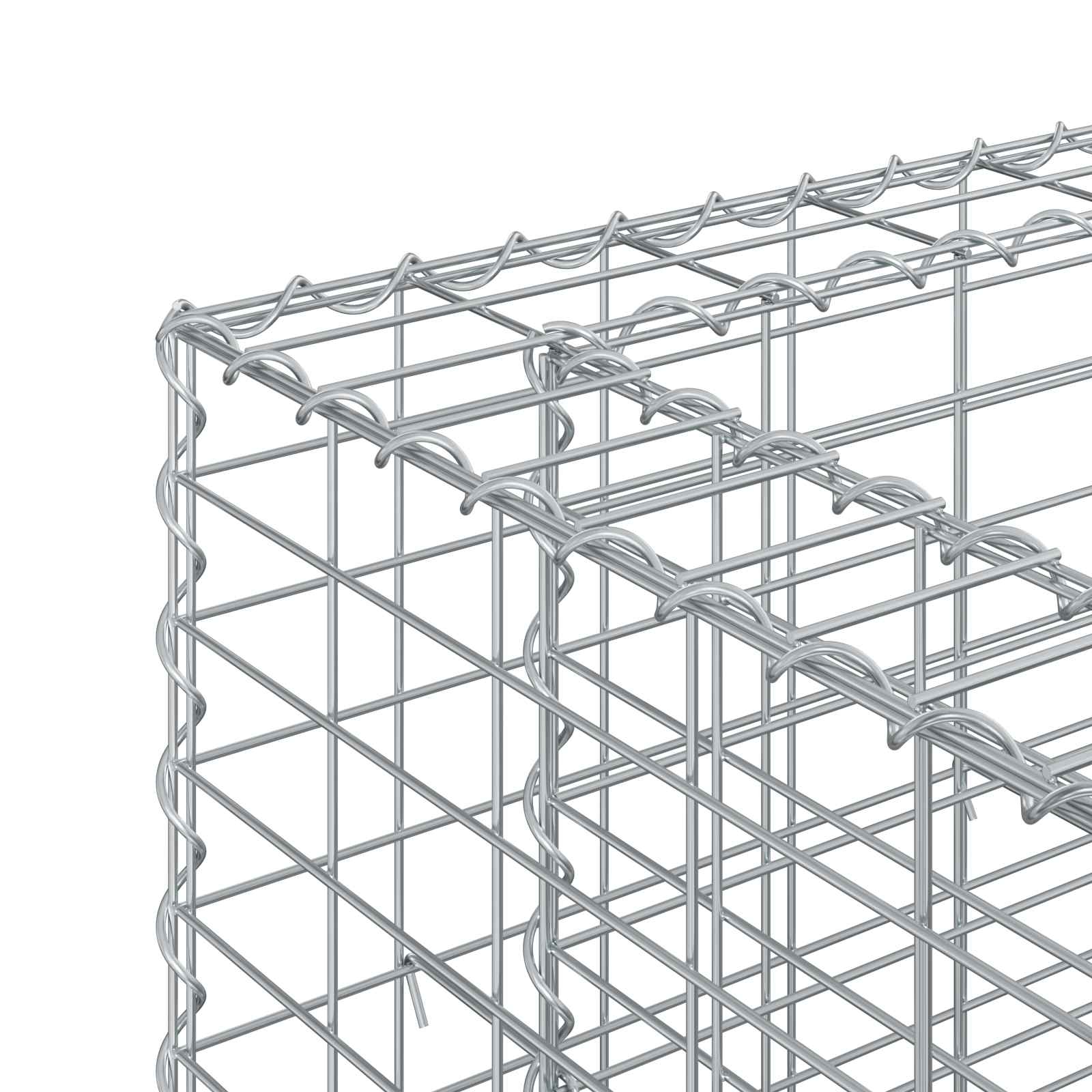 Ανασηκωμένο κρεβάτι gabion 2 pcs Ασημί 330 x 50 x 80 εκ - Pakobazaar
