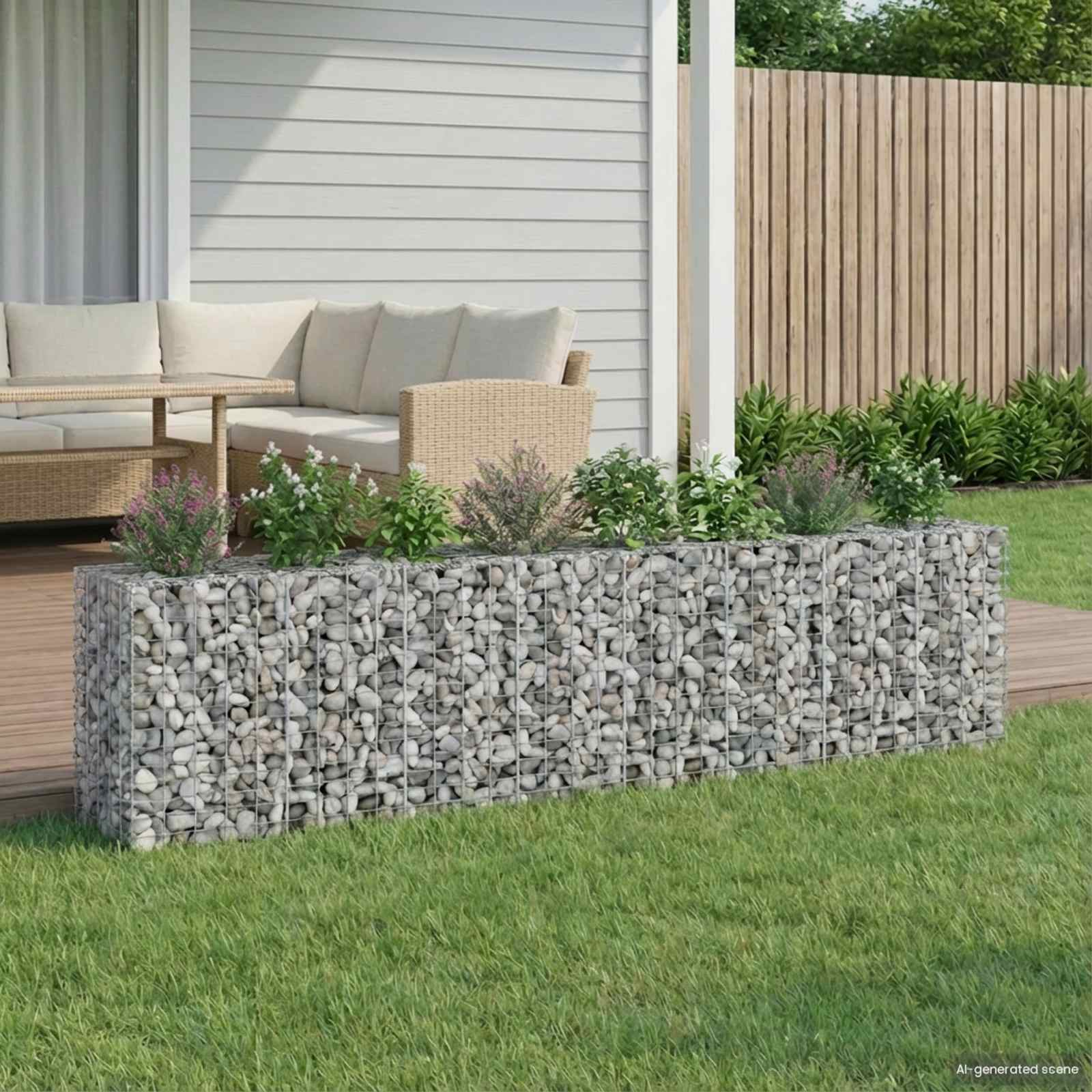 Ανασηκωμένο κρεβάτι gabion 2 pcs Ασημί 330 x 50 x 80 εκ - Pakobazaar