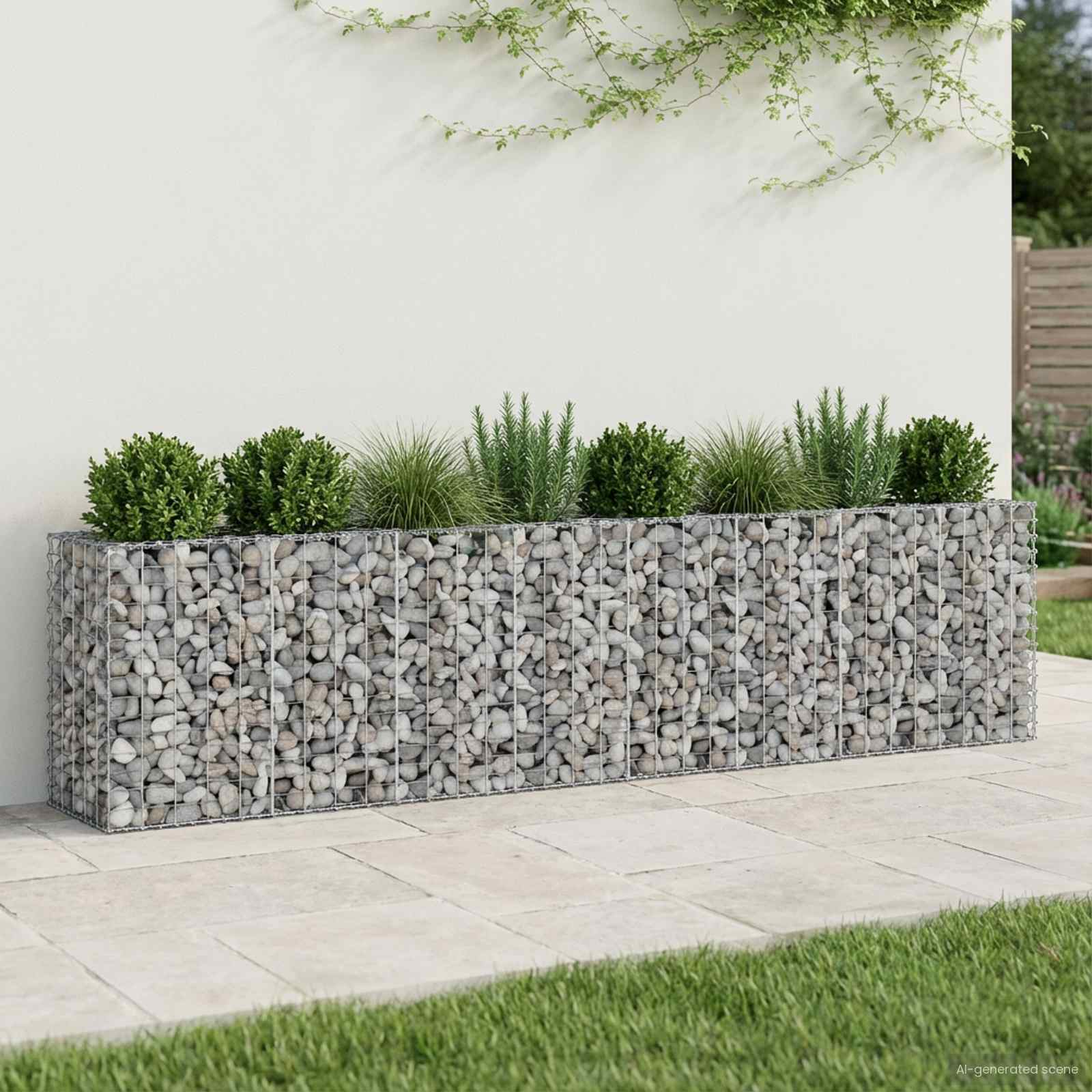 Ανασηκωμένο κρεβάτι gabion 2 pcs Ασημί 330 x 50 x 80 εκ - Pakobazaar