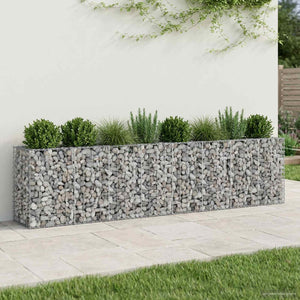 Ανασηκωμένο κρεβάτι gabion 2 pcs Ασημί 330 x 50 x 80 εκ - Pakobazaar