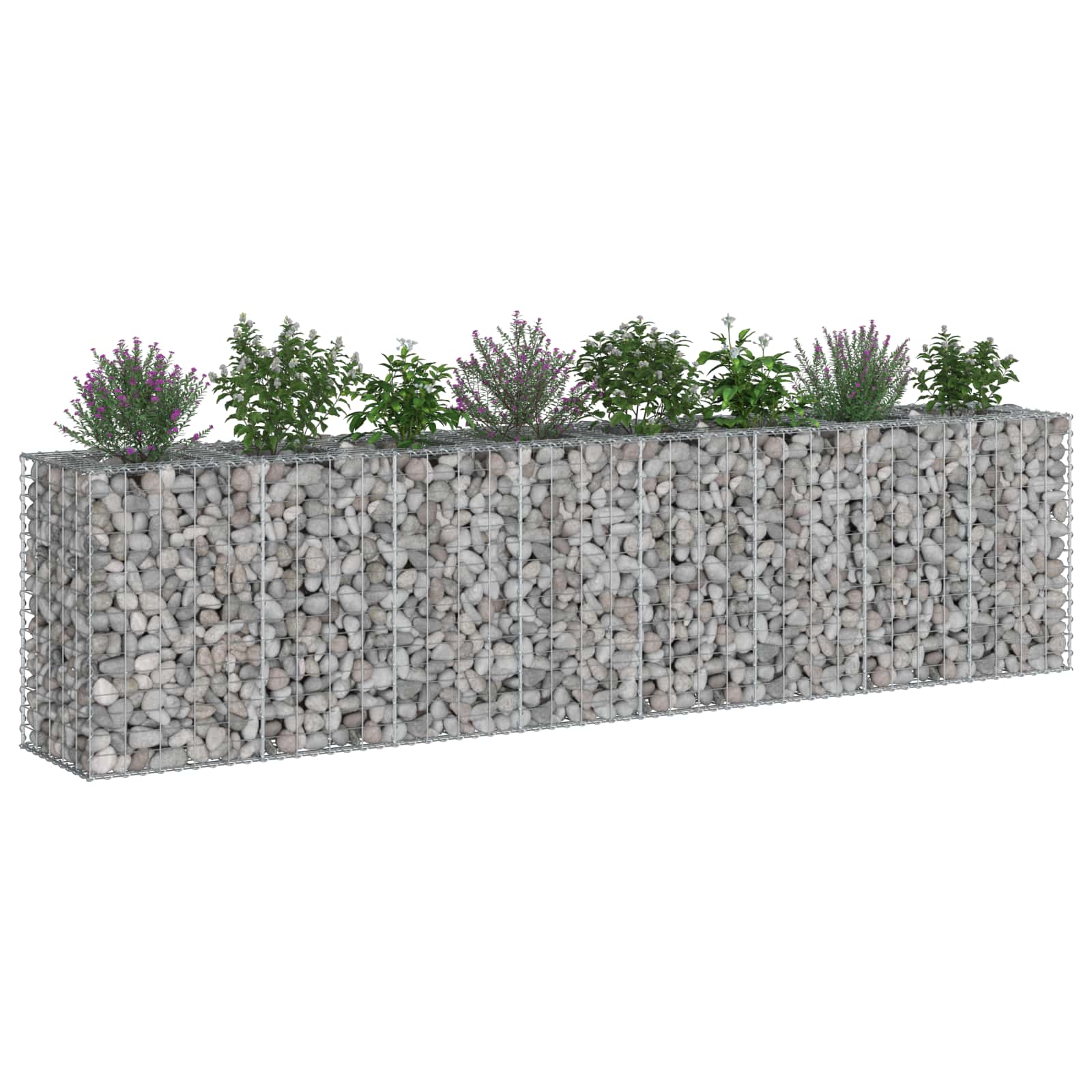 Ανασηκωμένο κρεβάτι gabion 2 pcs Ασημί 330 x 50 x 80 εκ - Pakobazaar