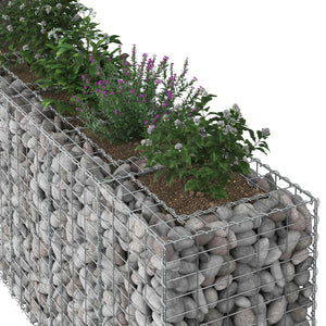 Ανασηκωμένο κρεβάτι gabion 2 pcs Ασημί 330 x 50 x 80 εκ - Pakobazaar