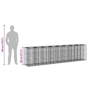 Ανασηκωμένο κρεβάτι gabion 2 pcs Ασημί 330 x 50 x 80 εκ - Pakobazaar