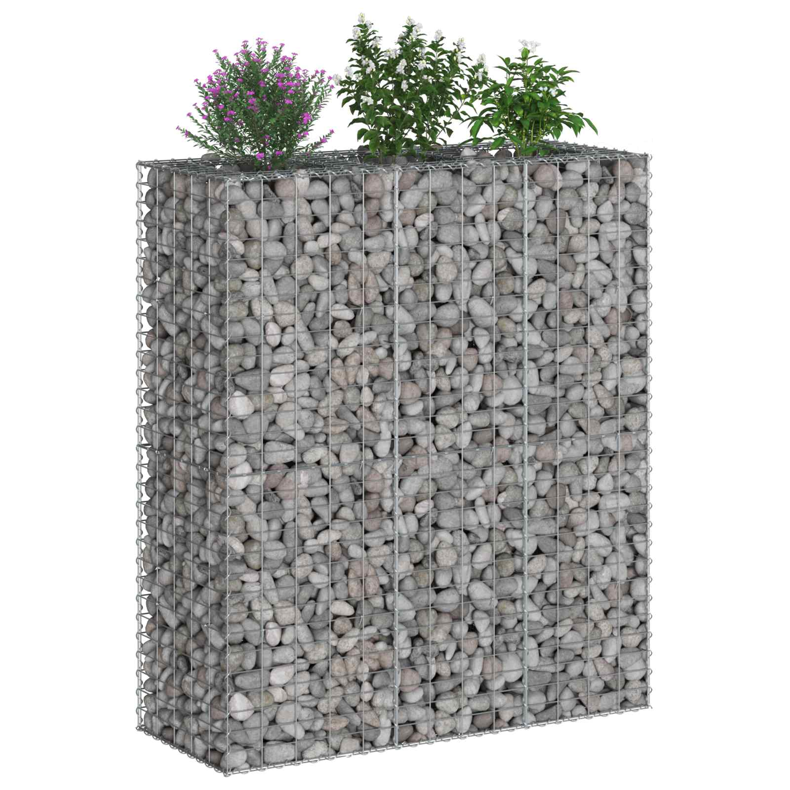 Ανασηκωμένο κρεβάτι gabion 2 pcs Ασημί 130 x 50 x 150 εκ - Pakobazaar