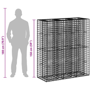 Ανασηκωμένο κρεβάτι gabion 2 pcs Ασημί 130 x 50 x 150 εκ - Pakobazaar