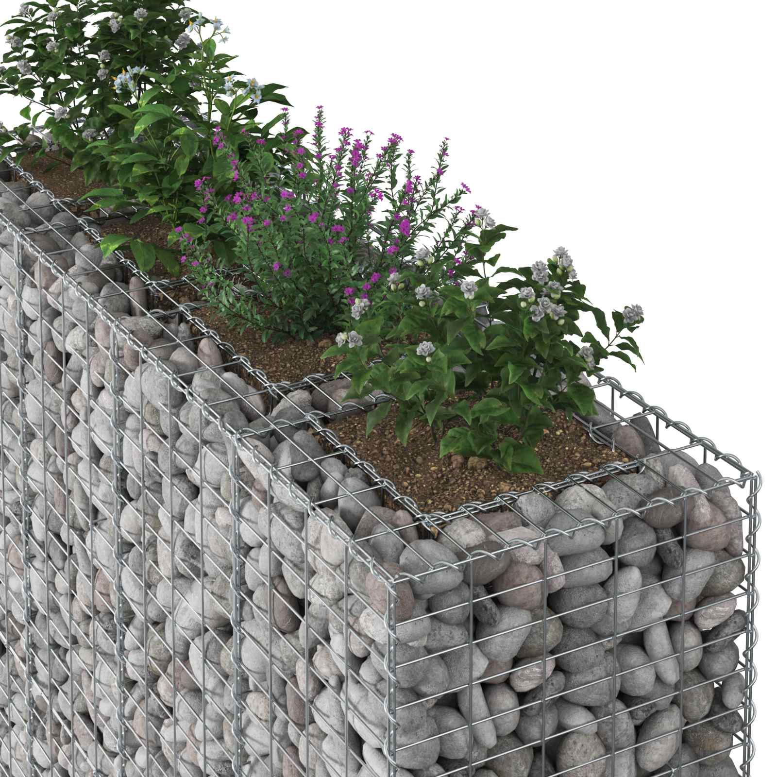 Ανασηκωμένο κρεβάτι gabion 2 pcs Ασημί 170 x 50 x 150 εκ - Pakobazaar