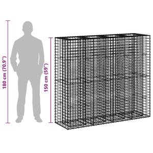Ανασηκωμένο κρεβάτι gabion 2 pcs Ασημί 170 x 50 x 150 εκ - Pakobazaar