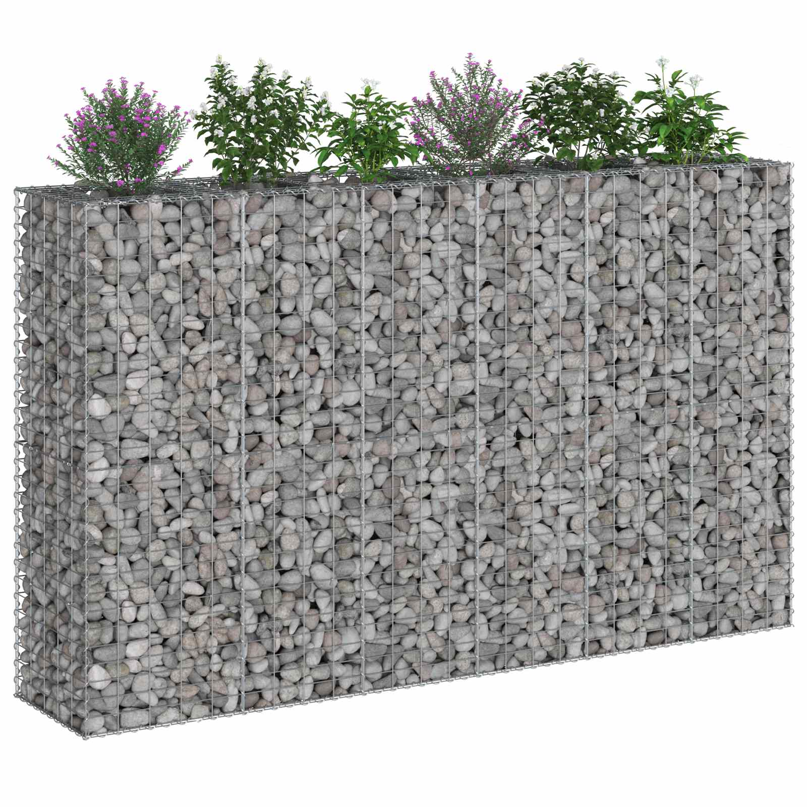 Ανασηκωμένο κρεβάτι gabion 3 pcs Ασημί 250 x 50 x 150 εκ - Pakobazaar