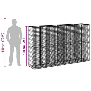 Ανασηκωμένο κρεβάτι gabion 3 pcs Ασημί 250 x 50 x 150 εκ - Pakobazaar