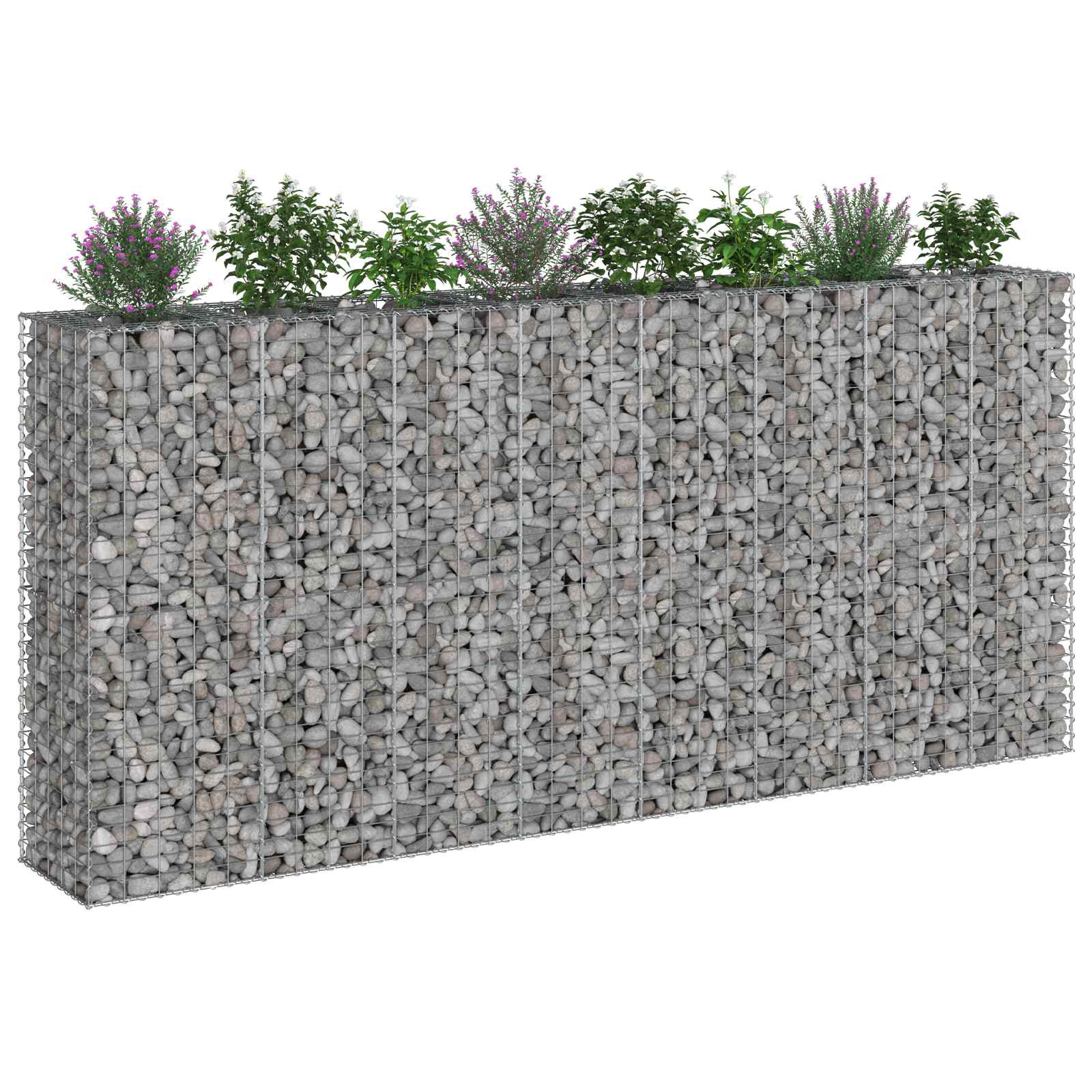 Ανασηκωμένο κρεβάτι gabion 4 pcs Ασημί 330 x 50 x 150 εκ - Pakobazaar