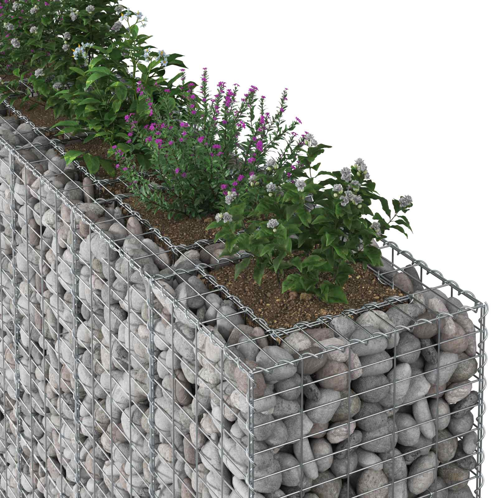 Ανασηκωμένο κρεβάτι gabion 4 pcs Ασημί 330 x 50 x 150 εκ - Pakobazaar