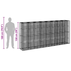 Ανασηκωμένο κρεβάτι gabion 4 pcs Ασημί 330 x 50 x 150 εκ - Pakobazaar