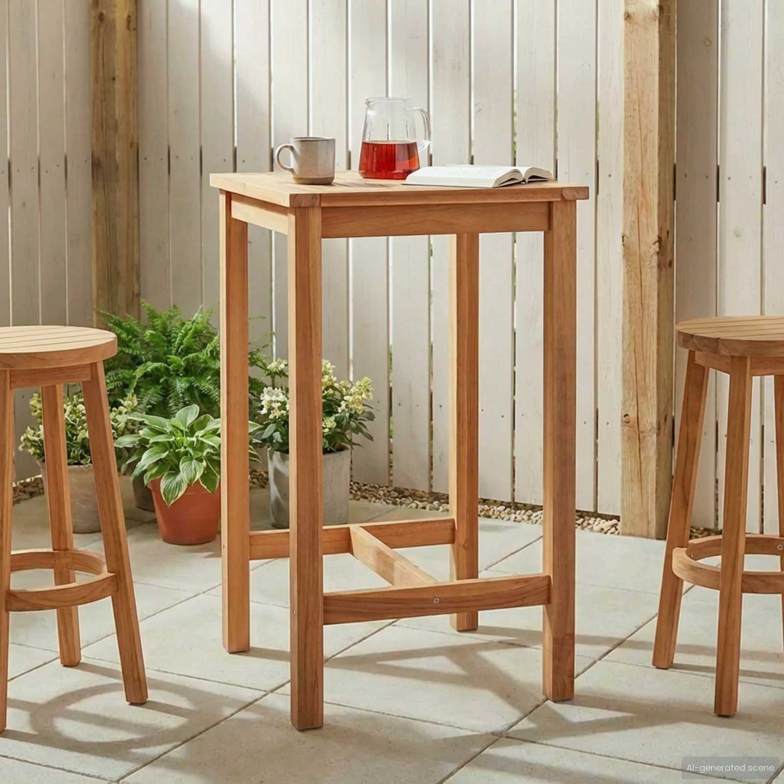 Τραπέζι μπαρ Φυσικό 60 x 60 x 105 cm Στερεό Τίκ - Pakobazaar