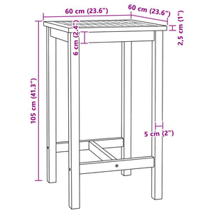 Τραπέζι μπαρ Φυσικό 60 x 60 x 105 cm Στερεό Τίκ - Pakobazaar