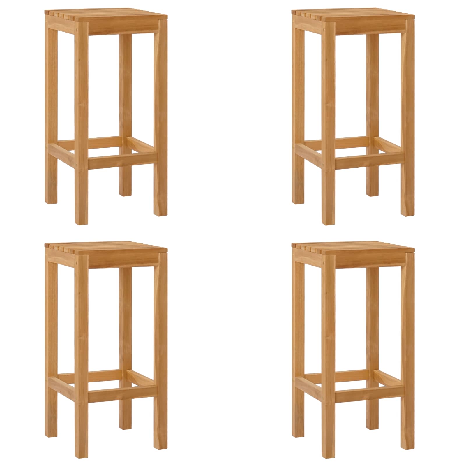 Μπαρ σκαμπό 4 pcs Καφέ Στερεό Ξύλο Τίκ - Pakobazaar