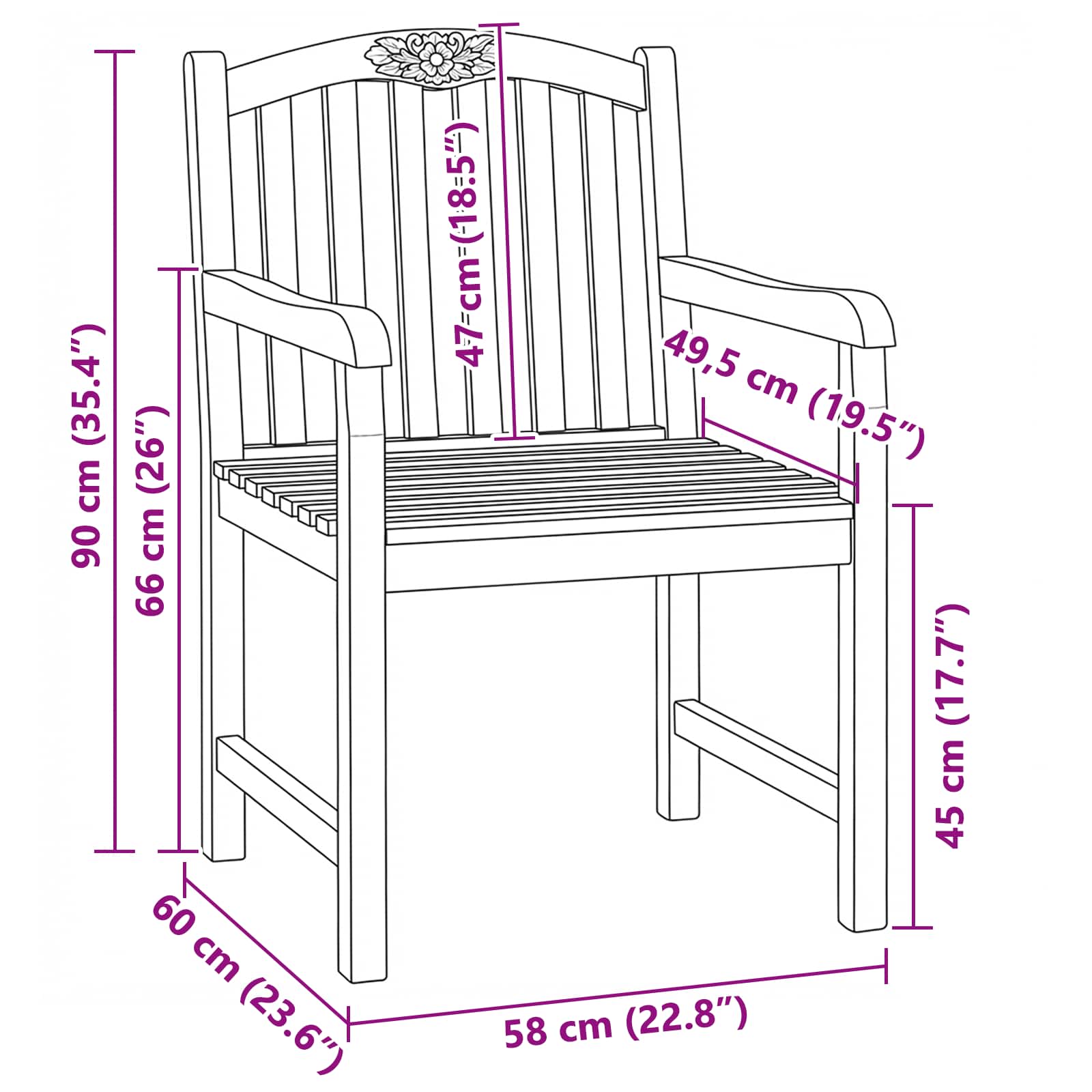 Χειροποίητη καρέκλα ροζ 2 pcs Φυσικό 58 x 60 x 90 εκ - Pakobazaar