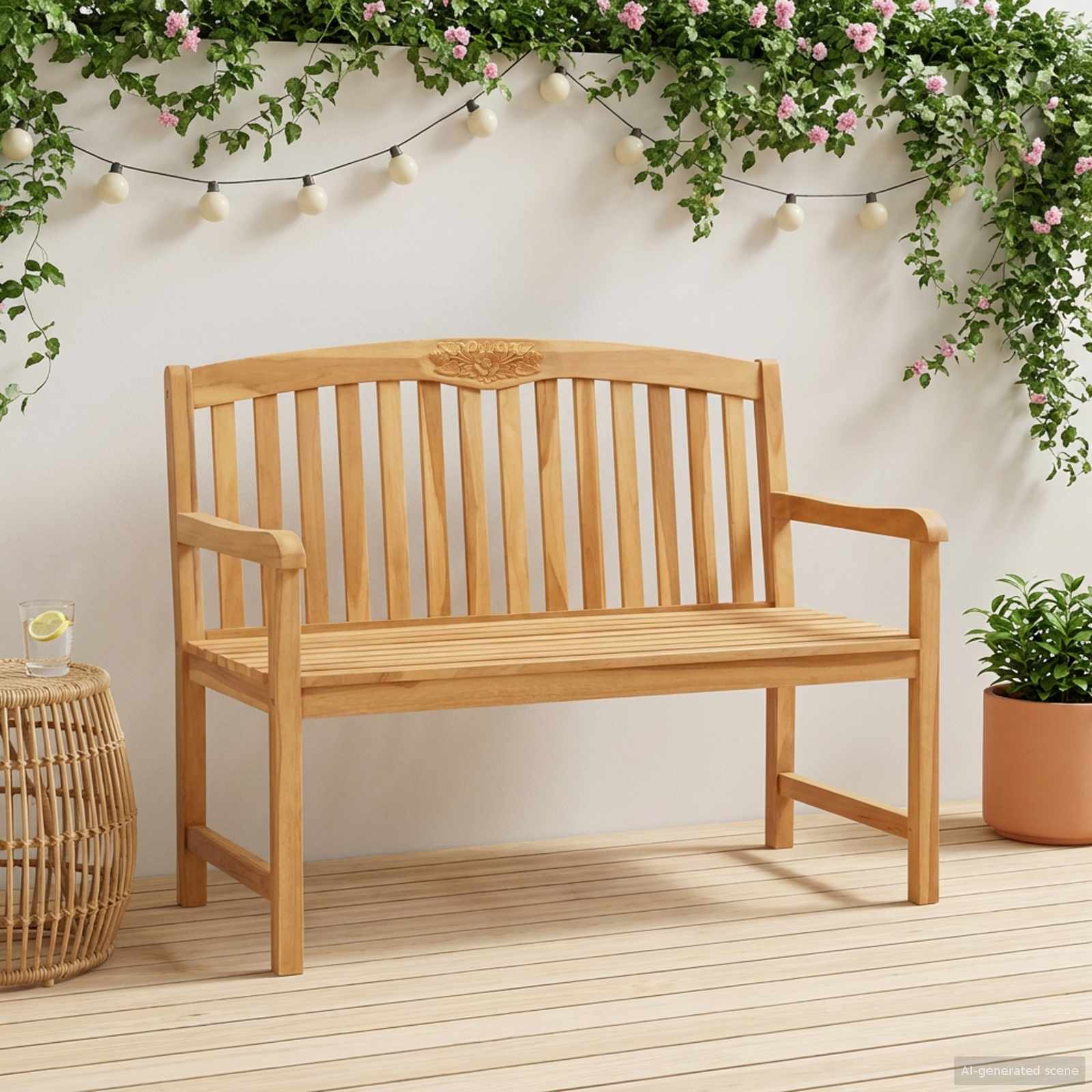 Χειροποίητη Ροζ Παγκάκι Φυσικό 114 x 60,5 x 95 εκ - Pakobazaar
