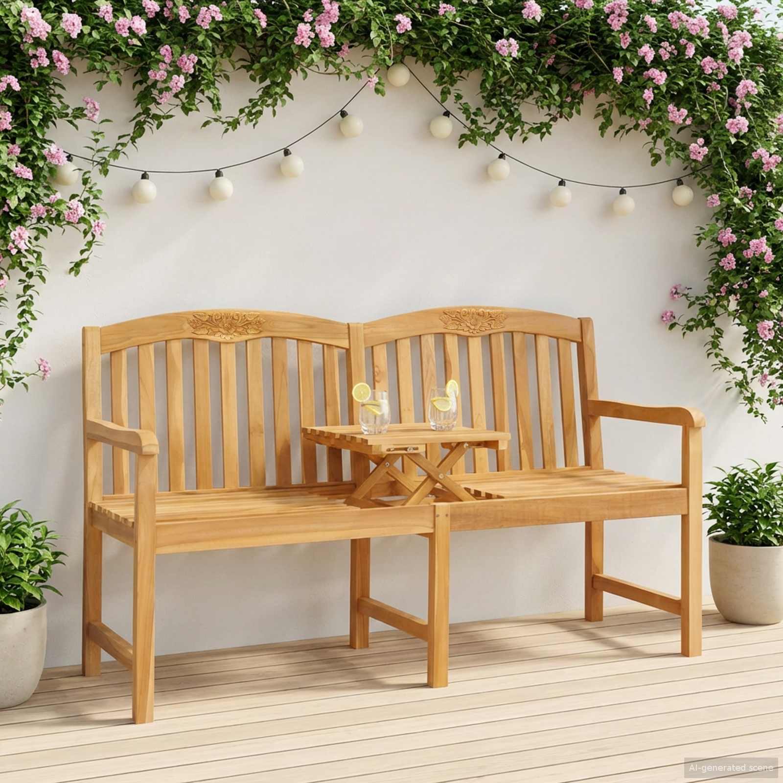 Χειροποίητη Ροζ Παγκάκι Φυσικό 150,5 x 60 x 95 εκ - Pakobazaar