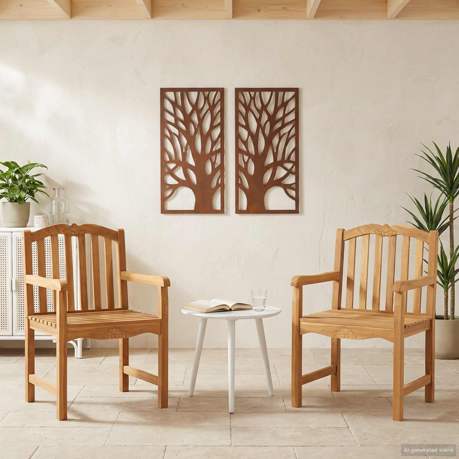 Καρέκλα Κήπου 2 pcs Φυσικό 58 x 60 x 93 εκ Στερεό Ξύλο Τίκ - Pakobazaar