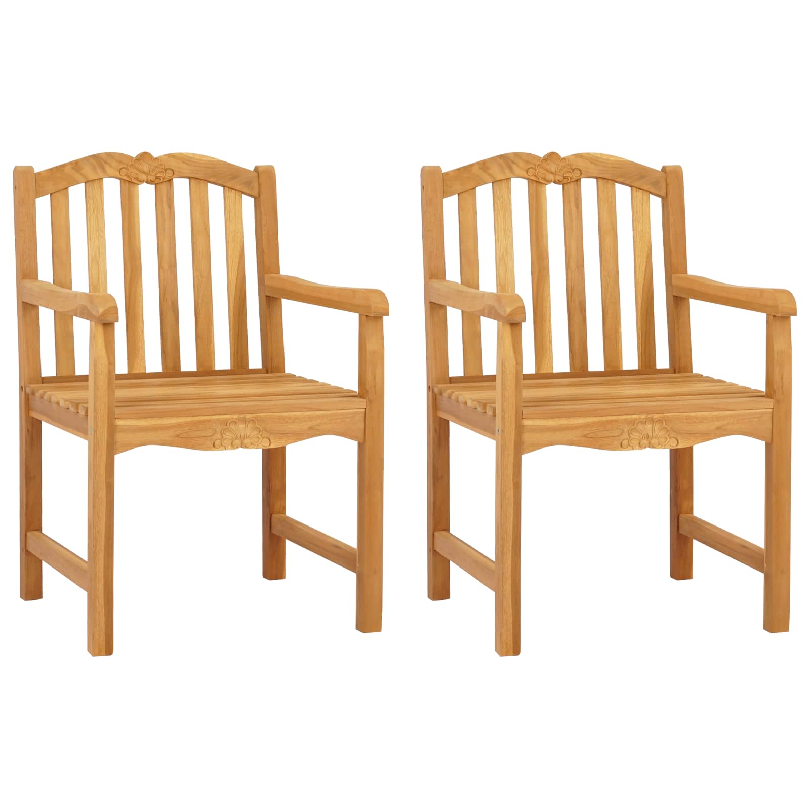 Καρέκλα Κήπου 2 pcs Φυσικό 58 x 60 x 93 εκ Στερεό Ξύλο Τίκ - Pakobazaar