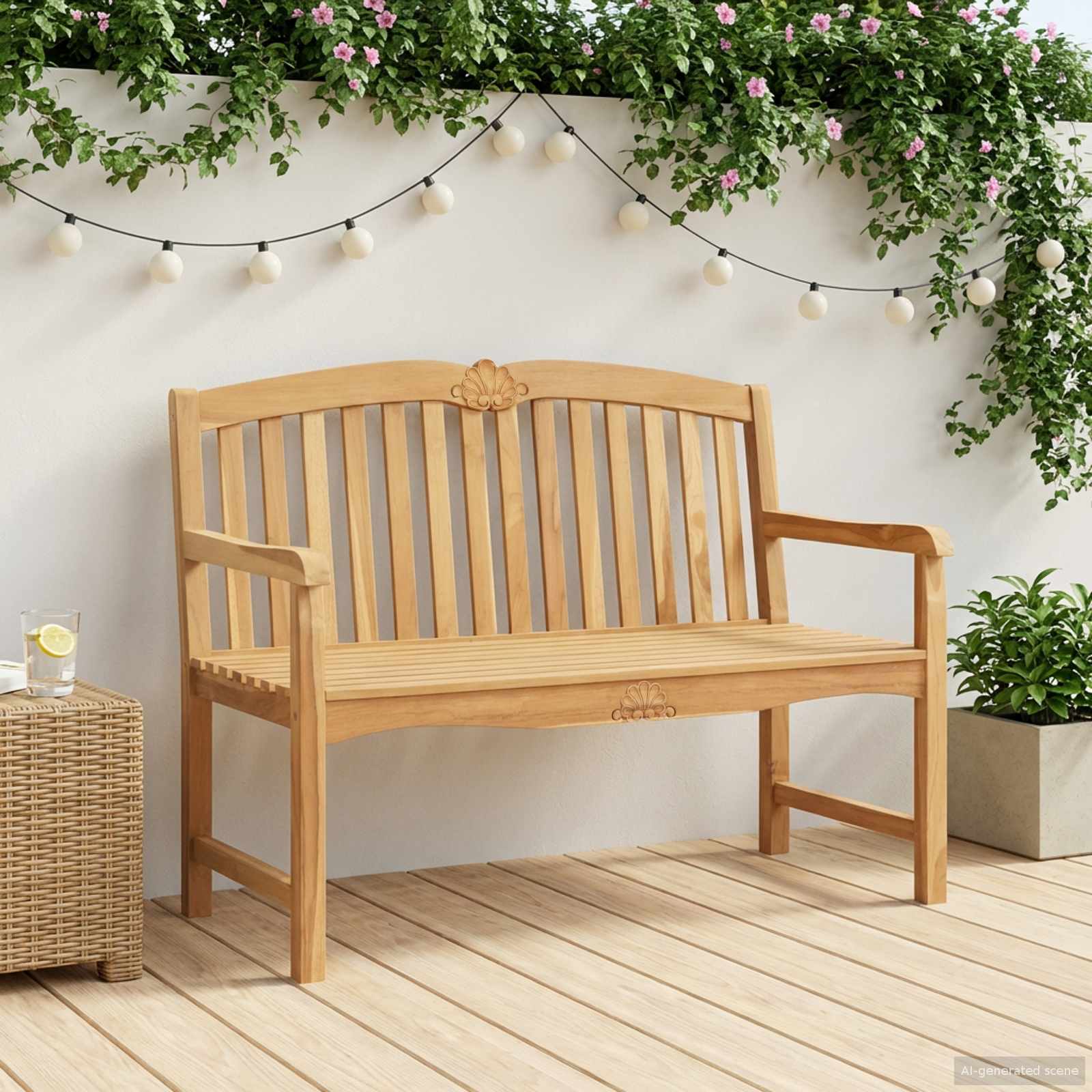 Χειροποίητη Ροζ Παγκάκι Φυσικό 114 x 60 x 95 εκ Στερεό Ξύλο Τίκ - Pakobazaar