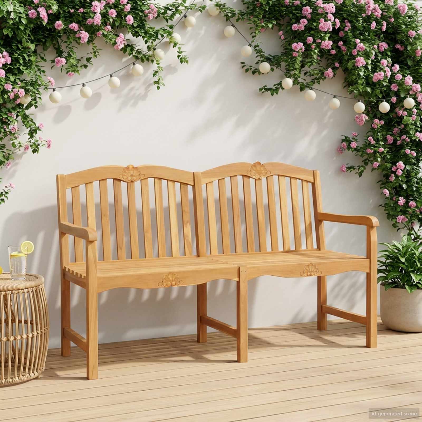 Χειροποίητη Ροζ Παγκάκι Φυσικό 150 x 60,5 x 95 εκ - Pakobazaar