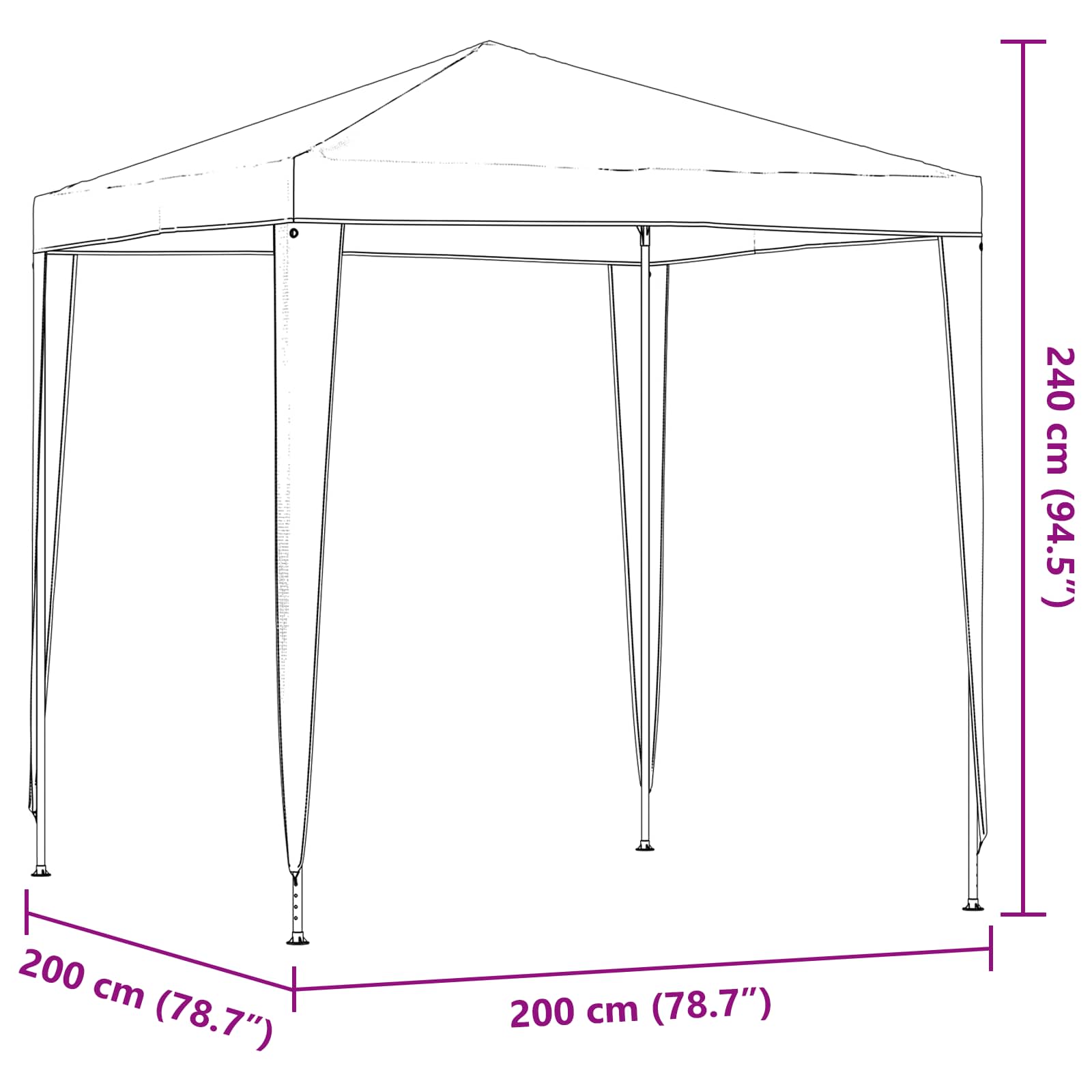 Σκηνή Πάρτυ 200 x 200 x 240 εκ Ανοιχτό γκρι - Pakobazaar