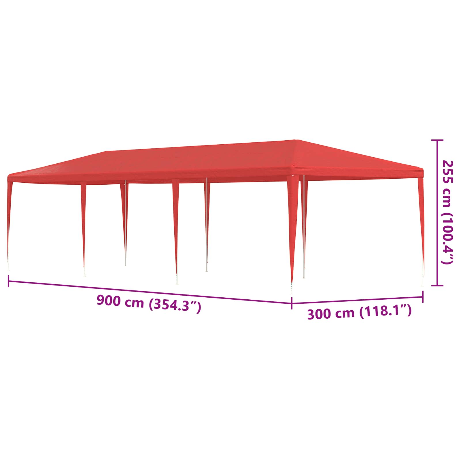 Σκηνή Πάρτυ Κόκκινο 900 x 300 x 255 εκ - Pakobazaar