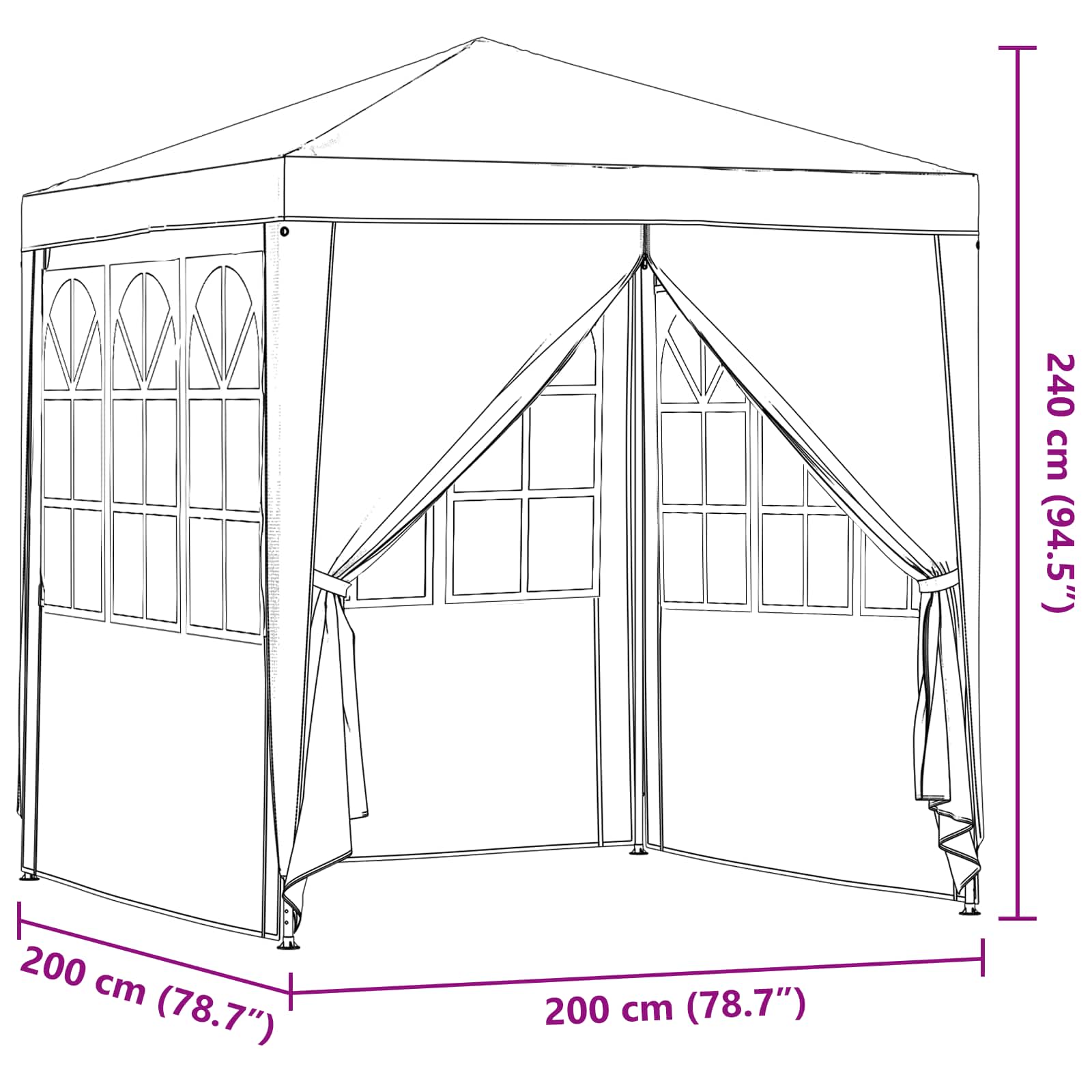 Σκηνή Πάρτυ Κόκκινο 200 x 200 x 240 εκ - Pakobazaar