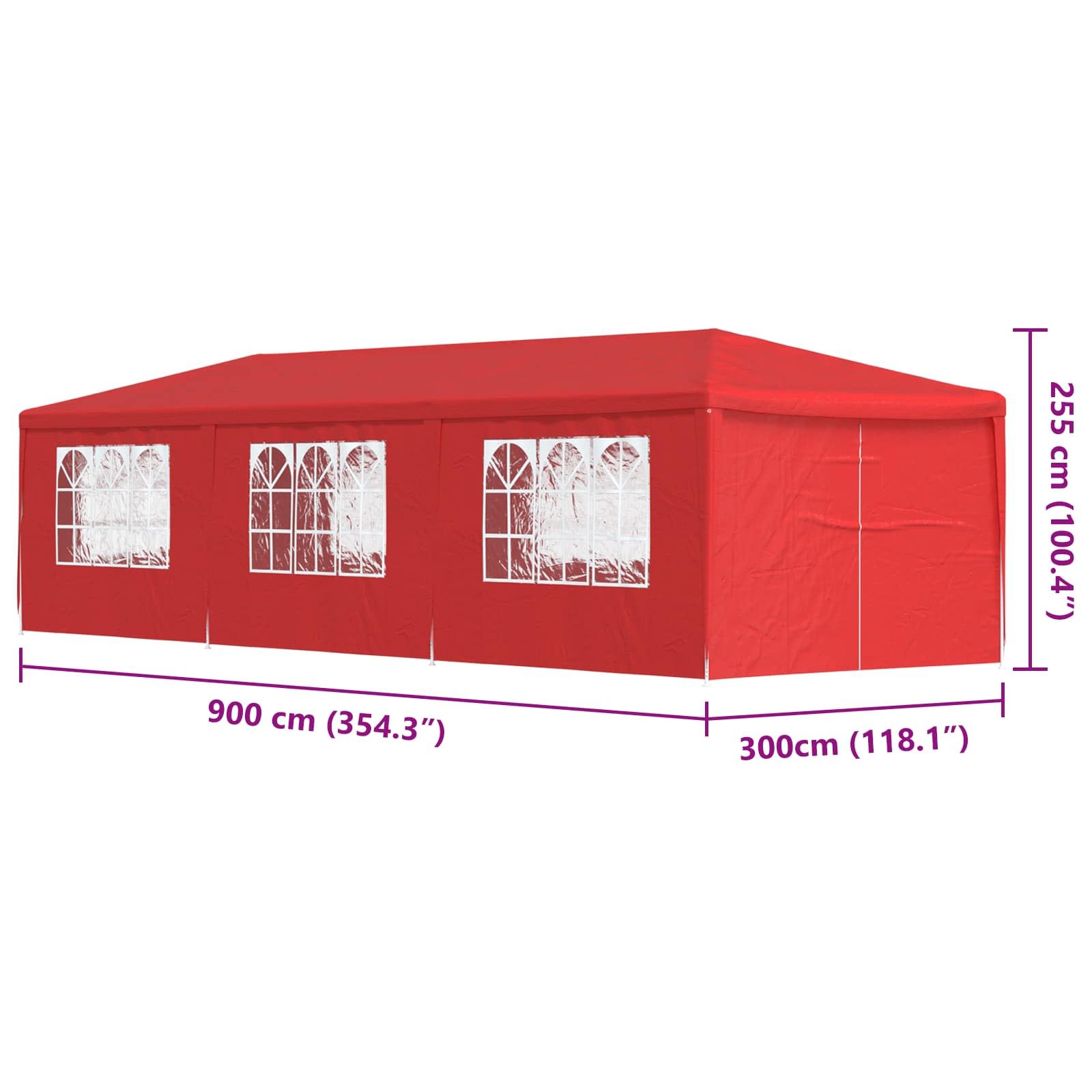 Σκηνή Πάρτυ 900 x 300 x 255 εκ Κόκκινο - Pakobazaar