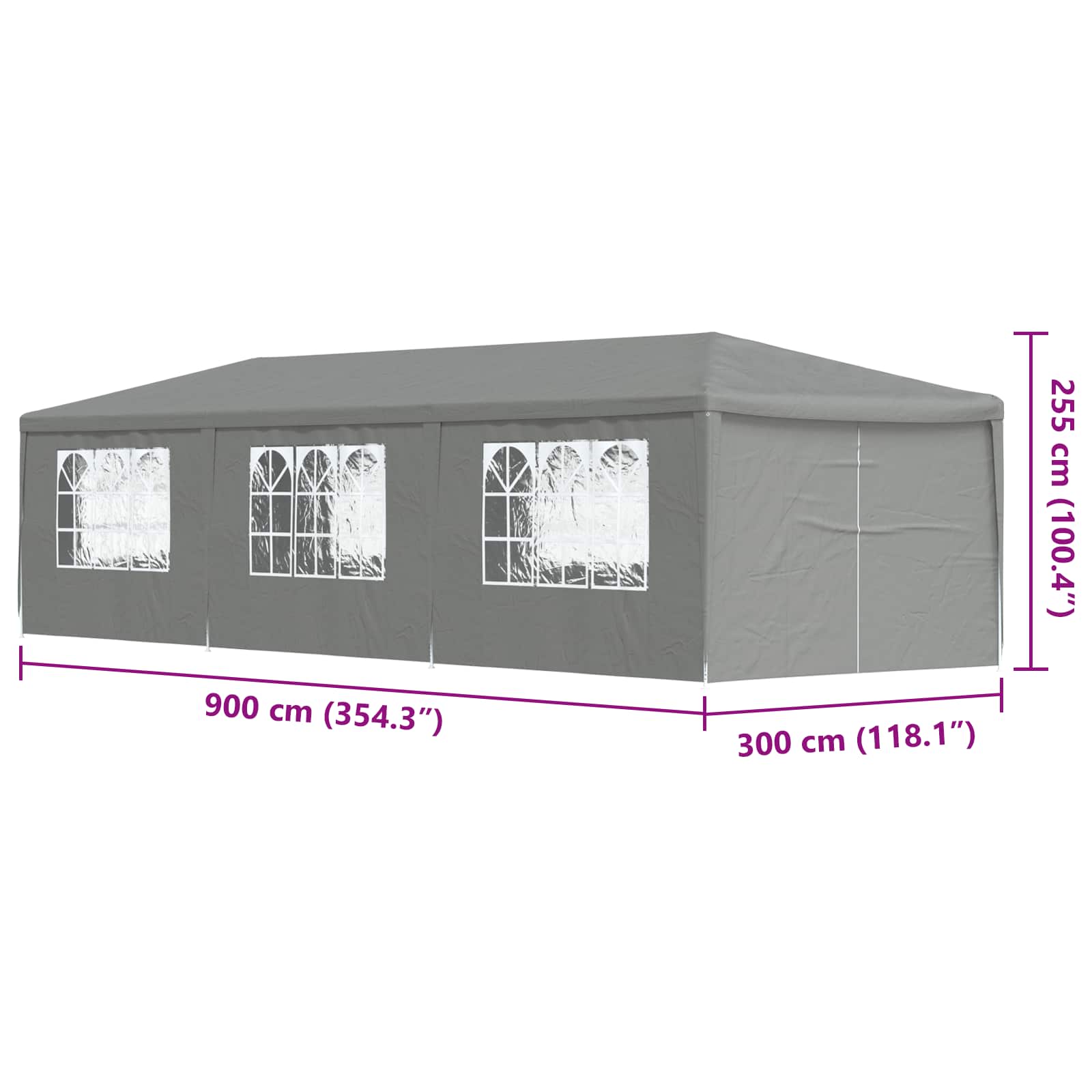 Σκηνή Πάρτυ 900 x 300 x 255 εκ Ανοιχτό γκρι - Pakobazaar